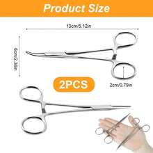 2 Piece Hemostat Curved And Straight Stainless Steel Self-Locking Fishing Forceps Piercing Remover Tool Piercing Grabber Tool For Nurses Pet Grooming Care Fishing DIY Crafting(5") - Nhiều màu - Xem 5