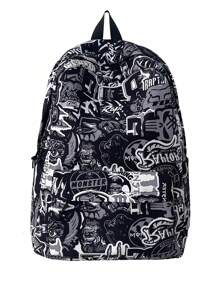 Casual Large Capacity Graffiti Contrast Color Multi-Pocket Functional Backpack, Unisex, Versatile For School, Errands, Travel, Suitable For Back To School Back To School Supplies
