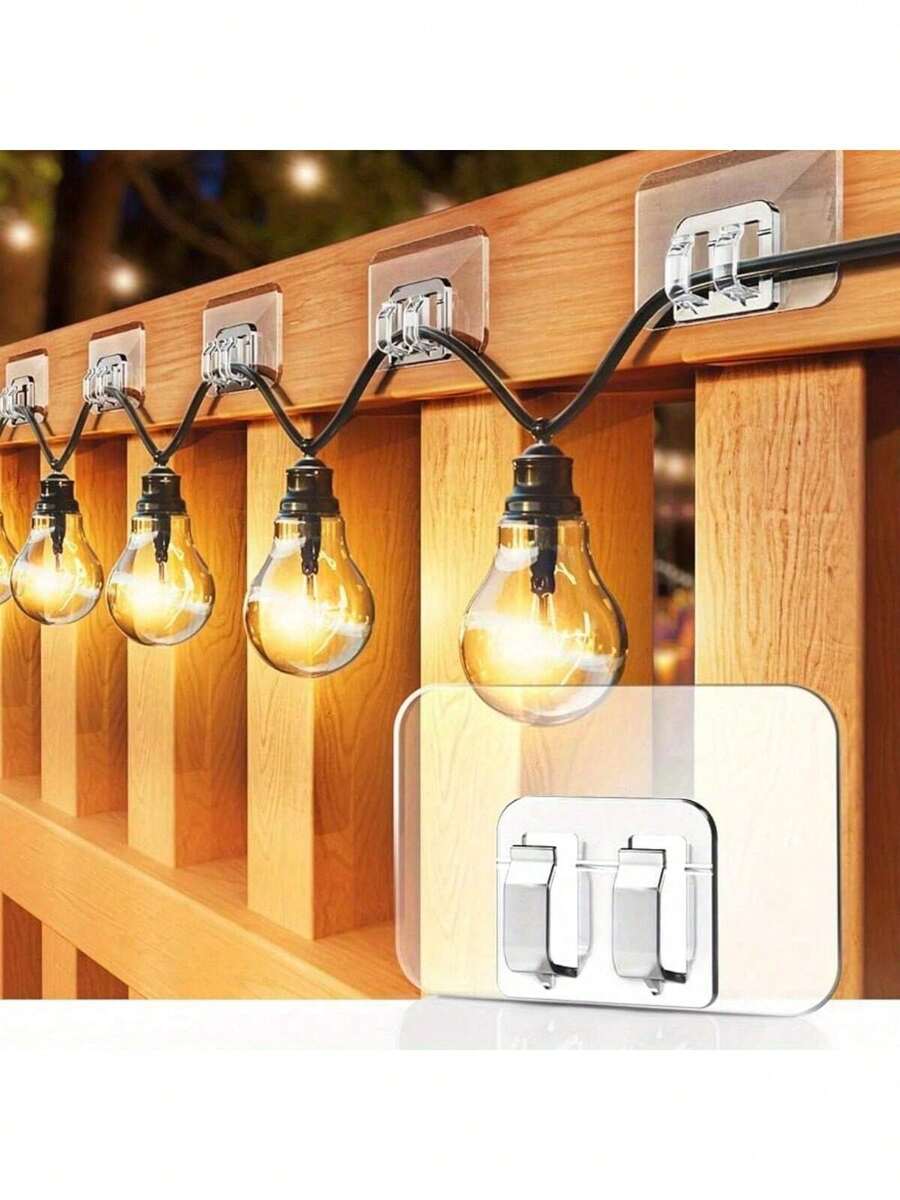 Gói giá trị 50/100 móc treo đèn dây ngoài trời - 50/100 chiếc có dải keo dán - Không gây hư hại, không cần dụng cụ, không có lỗ, chống thấm nước và chống tia UV, hoàn hảo cho trang trí trong nhà và ngoài hiên - Nhiều thông số kỹ thuật - Xem 1