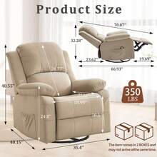 Korser Power Swivel Rocker Recliner Chair For Adult With Massage And Heat Dutch Fleece Fabric  For Living Rooms,Bedrooms. - US A Type Plug(110-127V) - View 4