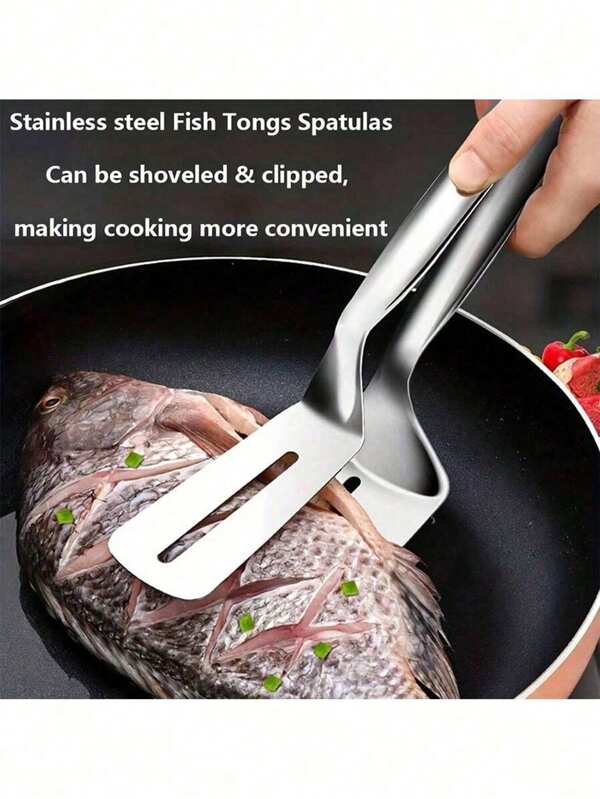 1 pezzo Pinza multifunzione in acciaio inossidabile per bistecca, pesce, carne e noodles - ideale per barbecue e cottura al forno - facile da usare e durevole