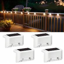 4/16 Packs Outdoor Solar Deck Lights, Waterproof Outdoor Decorate Lights, Solar Garden Lights, Outdoor Fence Lights, Solar Step Lights, Warm LED Lights, For Outdoor Stairs, Step, Fence, Garden, Balcony, Yard, Patio, And Pathway(White) Halloween Christmas Thanksgiving Gift