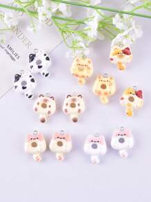 12 buc asortate drăguț gogoașă, pisică și animal în formă de rășină bijuterii pandantiv, cercei, accesorii colier pentru femei DIY confecționare de bijuterii