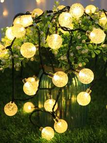 1pc Solar Power 5m/16.4ft 20Led 2.4cm Transparent Plastic Ball String Lights, Indoor Room Decor Fairy Lights, Bedroom Wall Decor Led Light String, 8 Modes Flashing Lights, Suitable For Weddings Decor, Birthday Parties Decor, Camping Tent Decor, Outdoor Decorative Lights, Gardens Decor, Courtyards Decor - Huang Guang - View 4