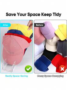 4/Pcs Acrylic Hat Storage Box Baseball Cap Rack, Can Hold 14 Baseball Caps, Hat Rack For Personal Items Display And Storage, Suitable For Bedroom, Wardrobe, Dressing Table, Office - Multicolor - View 6