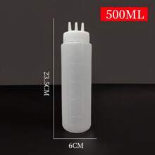 Kitchen Squeeze Bottle, 3-Hole Design With Scale - Durable PE Material, Perfect For Sauces, Condiments And Baking - Includes White, Red And Amber Nozzles, Condiment Dispenser | Modern Kitchenware | Translucent Material, Sauce Squeeze Bottle