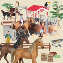 Christmas Decoration Farm Ranch Toys Stable Doll Playset Horse Club With Rider Stable Enclosure Horseback Riding Doll Animal Playset Gifts For Girls And Boys Christmas Day Gifts Children's Play House Toys