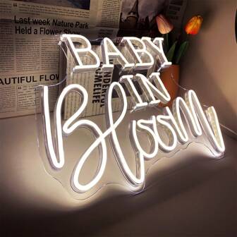 1pc Baby In Bloom Neon Sign, Tropical Rain Forest Backboard Neon, Lighting Wall LED Neon Sign, Home Hanging Wall, Bedroom Atmosphere Neon, Party, Birthday Gifts