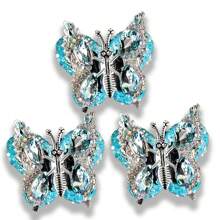 3pcs Sparkling Acrylic Butterfly Charms With Crystal Rhinestones & Flexible Wings - Perfect For DIY Jewelry, Phone Pendants & Crafts, For Return School
