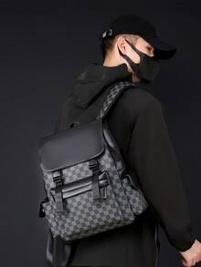 Fashionable Men's Large Capacity Backpack, Business Convenient Casual Laptop Bag, Stylish Travel Rucksack 2000s Style - Multicolor - View 9