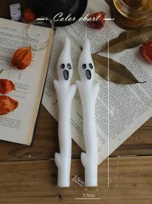 1pc Spooky White Ghost Candles - Long Elegant Taper Candles For Halloween Decor, Gothic Party, Horror Theme Wedding Home Decor Fall Decor Room Decor