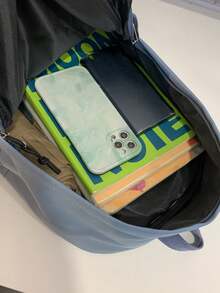 Grand sac à dos homme de couleur unie, sac de voyage minimaliste à la mode, convient pour un usage casual, style japonais, style universitaire, navette, sac à dos, rangement de fournitures scolaires. Grande capacité, léger, portable, pliable, style casual classique, convenant aux hommes. Choix idéal pour la rentrée scolaire, le premier jour à l'université, le collège, les lieux sportifs, l'entraînement et autres occasions. Sac pour l'école, le collège, les voyages. - Bleu azur - Voir 7