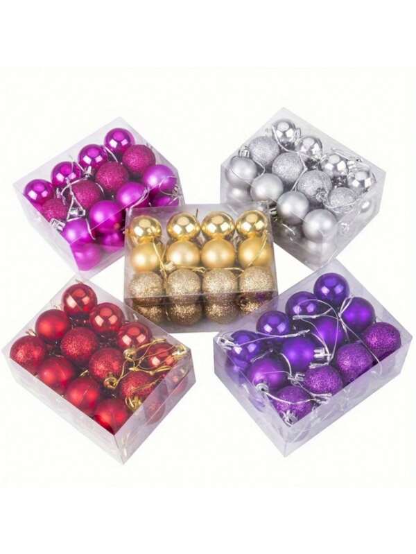24 Pieces Christmas Ball Christmas Tree Decoration Glitter Matte Glitter Balls 8 Each Mixed Plastic Christmas Ball Small Ornaments, Christmas Ball Ornaments, Home Christmas Tree Decoration Balls, Party Decoration Pendant Balls, Dance Atmosphere Decoration Balls, Door Hanging Window Decoration Pendant Balls, Suitable For Holiday Scene Decoration And Room Party Decoration, Holiday Decorations, Best Choice For Christmas