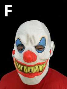 1pc Halloween Clown Mask, Scary Latex Mask, Funny Clown Cosplay Makeup Masquerade Full Face Haunted House Escape Room Prop - Black and White - View 9
