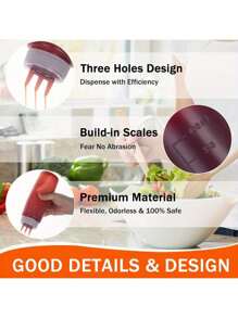 Kitchen Squeeze Bottle, 3-Hole Design With Scale - Durable PE Material, Perfect For Sauces, Condiments And Baking - Includes White, Red And Amber Nozzles, Condiment Dispenser | Modern Kitchenware | Translucent Material, Sauce Squeeze Bottle