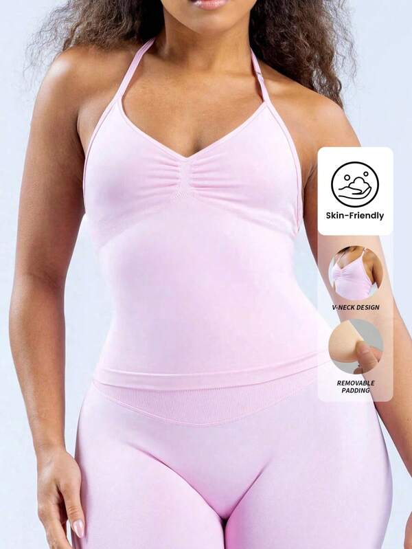 Yefecy Nuevo chaleco deportivo de impacto para yoga, Top de yoga para mujer, ropa de gimnasio, Top con espalda descubierta y tirantes ajustables, con sujetador incorporado con copas.