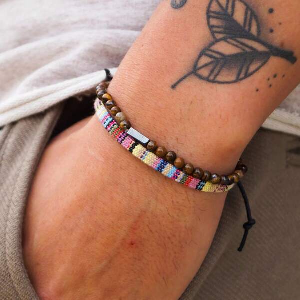 Conjunto de 2 pulseiras multicoloridas de surfista para homens e mulheres, conjunto de joias artesanais estilo boho para festival de verão, à prova d'água, com miçangas, pulseira de praia, presente masculino