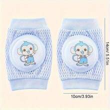 Two Pairs Of Cartoon Monkey/Elephant Baby Knee Pads, Mesh Breathable Baby Crawling Knee Pads, Mesh Knee Pads For Infants And Young Children To Learn To Walk And Crawl - Multicolor - View 7