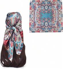 35 Inches Silk Head Scarf-Satin Hair Scarves Silk Bandana Scarf Headscarf For Women's Fashion Scarveshalloween - 佛藍腰果 - 查看 12