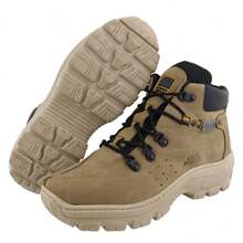 Bota Masculina Adventure Ket Coturno Areia Couro Legitimo Sola Levissima Palmilha em Gel - Bege - Visão 3