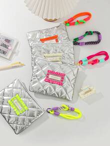 1pc Cute PU High-Quality Coin Purse, Wristlet Travel Makeup Bag, Angled Heart Coin Pouch, Portable Short Wallet, Angled Bow Pattern Organizer Bag, Macaron Color Key Holder, Fashionable Eyeglass Case, Phone Case, Tissue Box, Easter Essential, Birthday Gift, Fashionable Polyester Material, Handwash Or Dry Clean - Multicolor - View 5