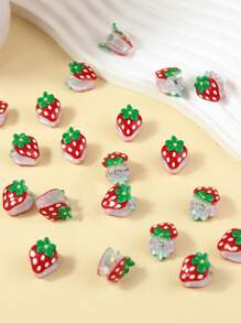5/12/20pcs Cute Mini Strawberry Hair Clips, PVC Material Strawberry Pet Hair Accessories For Cats & Dogs