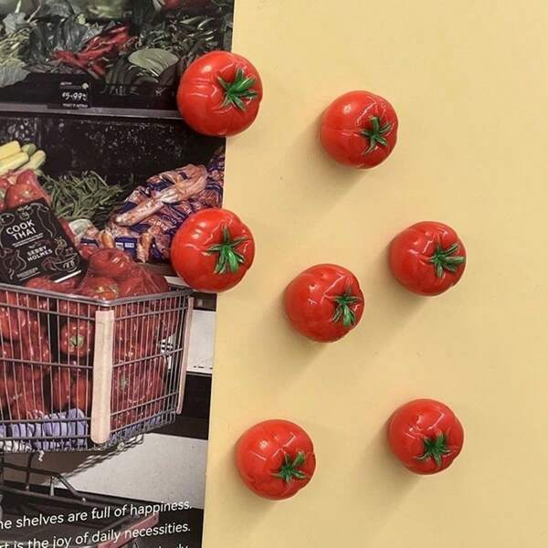 5 Japanese Style Cute Tomatoes Randomly Selected, Decorative Magnet, Kitchen, Office Whiteboard, Dishwasher, Refrigerator, Home Decor, Girlfriend Gift, Boyfriend Gift, Magnetic Sticker Hole Board Magnet, Decorative Sticker Magnet, Artist Creative Magnet, Decorative Sticker Gifts, Hole Board Decorative Magnets, Message Board Magnets