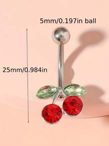 1pc Belly Button Ring Sexy Cherry Navel Piercing Body Jewelry, Popular Navel Piercing