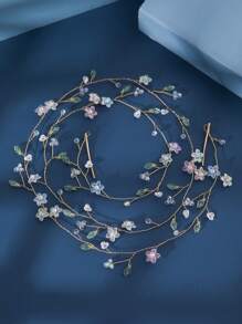 1 Stück Blumen-, Blatt- und Reben-Design Braut Haarband 42,5 Zoll, Braut Haarzubehör geeignet für Hochzeit, Party, Geburtstag