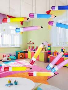 10 piezas de globos de PVC con forma de lápiz gigante y realista (colores de lápices aleatorios), adecuados para la decoración del aula de vuelta a la escuela, decoración de fondo de habitación, accesorios fotográficos, decoración de ventanas navideñas, Pascua - Multicolor - Ver 2