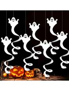 16pcs/8pcs Halloween Party Decorations Hanging Ghost Ornaments, Wreath Decorations, Ghost House Ceiling Decor, Indoor Outdoor Ghost Hanging Decorations, Home Decor - Multicolor - View 2