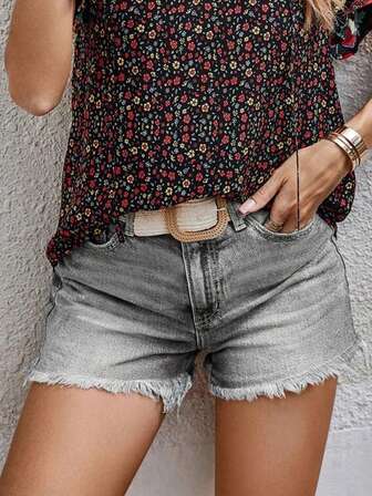 Western Cowgirl Summer Casual Slim Straight Denim Shorts For Women Vacation Beach Country Concert