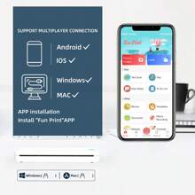 Portable Thermal Printer, Inkless Printer, Includes 1 Roll Of A4 Paper, Suitable For Office, Home, Travel, Document Printing, Photo Printing