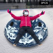 3PCs Snow Tubes For Sledding Heavy Duty, Portable Snow Sleds For Kids And Adult, 40 Inches PVC Ski Circle, Inflatable Snow Sled - Blue and White - View 5