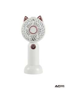 AOYI 1pc Rechargeable Misting Fan With 3-Speed Adjustment, Cartoon Design Handheld Fan With Charging Cable & Base - Multicolor - View 12