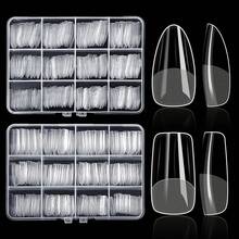 ELLEWIN 1000PCS Nail Tips Clear False Nails Full For Acrylic Nails Kit 10 Sizes 4 Shapes Long Almond Square Coffin Oval Pre-Shape For Salon Home DIY Gifts - 杏仁方形-480個 - 查看 1