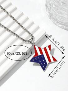 1pc Fashionable Unisex US Independence Day Star Pendant Necklace, Suitable For Men & Women Daily Wear Or Celebration Gifts