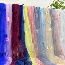 3D Flower Pearl Tulle Fabric Sheer Mesh Fabric Sewing DIY Crafts For Tutu Skirt Wedding Arch Bridal Veil Bridal Shower Table Runner Party Table Decorations