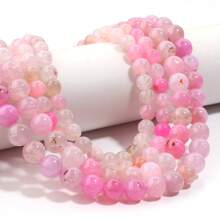1 pièce de perles d'agate rose poussiéreux naturel, 6 mm/8 mm/10 mm style vintage à la mode fait main pour le DIY, convient pour les bracelets, colliers, bijoux, pendentifs, décorations, accessoires
