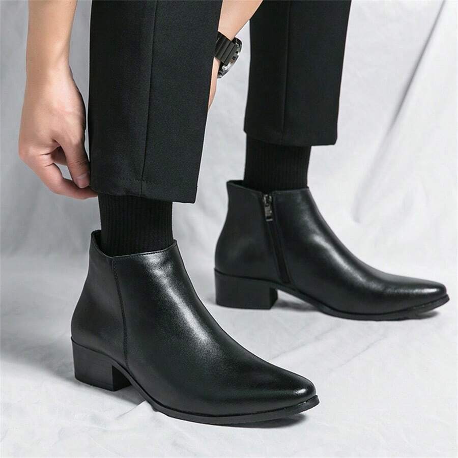 Men's Boots England Style Chelsea Boots Casual Pointed Toe Ankle Male Brown Flats Shoes Men - Black - View 1