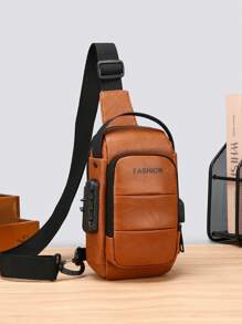 Men's PU Leather Sling Bag|Vintage Style With Anti-Theft Lock|Lightweight Chest Bag For Travel & Daily Use