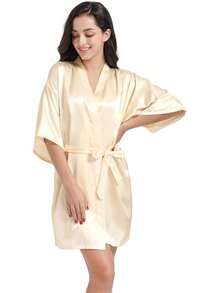 Damen Satin Kimono Braut Badmantel mit Goldenem Glitzer, Gürtel für Hochzeit Party, Brauttag Morgenmantel