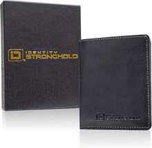 Billetera - Cartera bifold con bloqueo RFID para hombres con cierre magnético - Negro - Negro - Ver 5