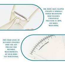 Regla de medición de grasa corporal blanca, dispositivo de medición de grasa corporal, calibrador de grasa cutánea profesional de doble resorte y cinta métrica, puede medir con precisión la grasa corporal y la forma del cuerpo. - Blanco - Ver 5