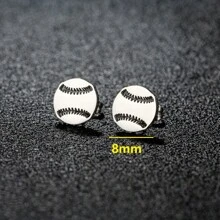1 par de pendientes de tuerca de béisbol de acero inoxidable, joyería deportiva de moda, y regalos para clubes tanto para hombres como para mujeres