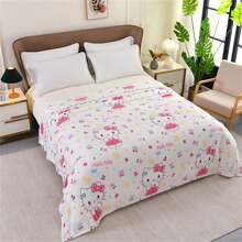 Sanrio 1 Piece, Sanrio Hello Kitty Extra Large Flannel Blanket - With Colorful Hello Kitty Illustrations, Perfect For Daily Use, Comfortable And Warm. This Soft Flannel Blanket Will Make You Feel Comfortable. Suitable For Sofas, Beds, And Office Napping - Modern Knitted Design, Ultra Soft Home, Picnic, And Travel Blankets - Personalized Blankets For Comfortable All Seasons