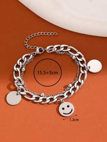 1枚時尚不鏽鋼雙層手鍊女士手鍊 - 銀色 - 查看 5