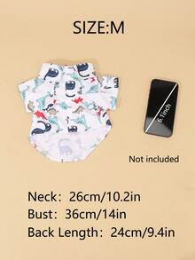 A Non-Stretch, Slim-Fit Summer Pet Shirt In White With A Little Dinosaur Design, Suitable For Kittens And Puppies To Wear At Home Or Outdoors In Spring And Summer (The Product Runs A Bit Small, It's Recommended To Buy 1-2 Sizes Up). - White - View 9