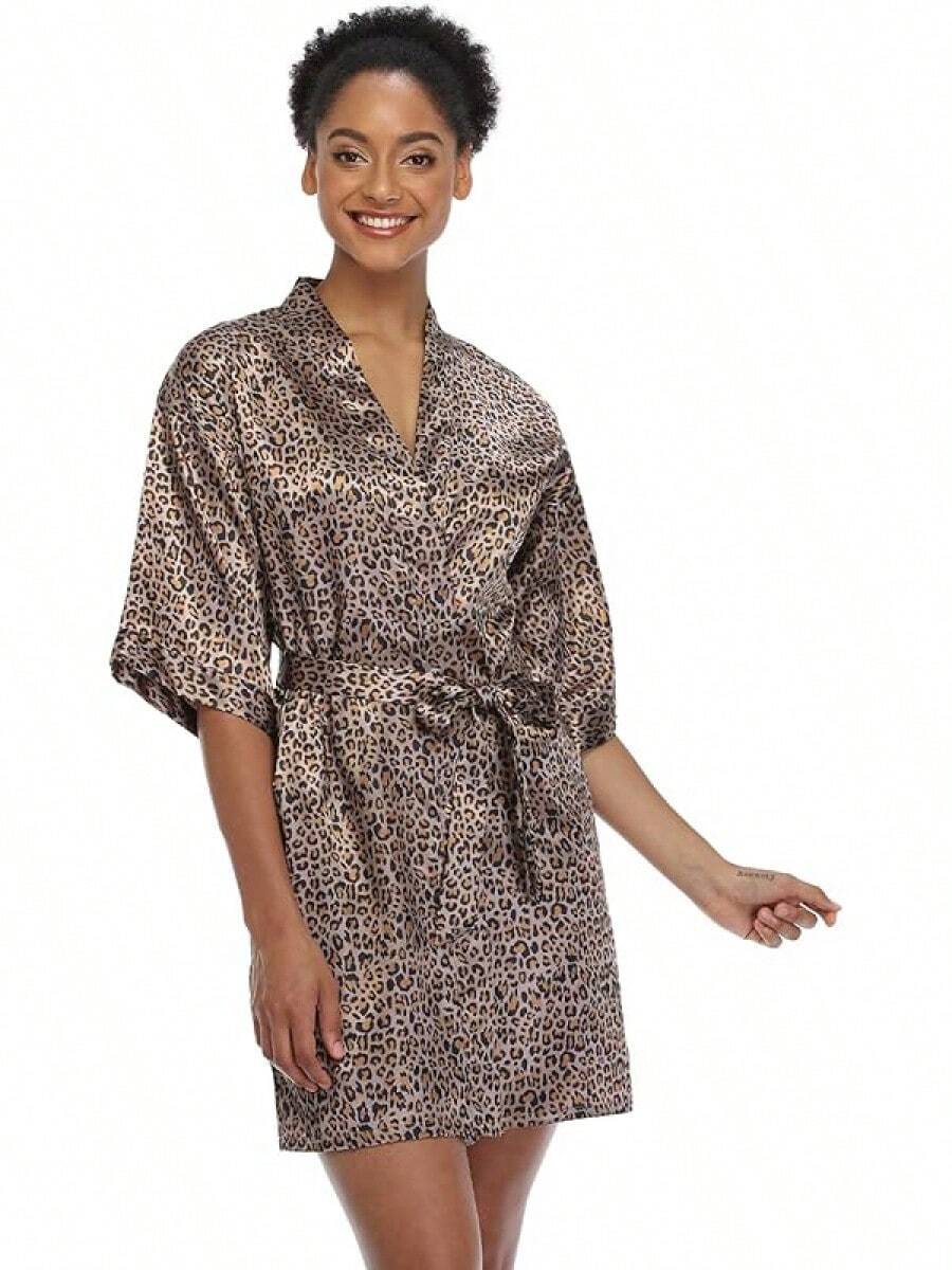 Bathrobe - Leopard Print - View 1