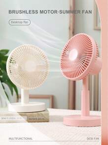 AOYI 1pc Rechargeable Desktop Smart Oscillating Fan With Auto Swing, Height Adjustable, 3-Speed, Brushless Motor, Comes With USB Charging Cable, Simple Desk Fan Design